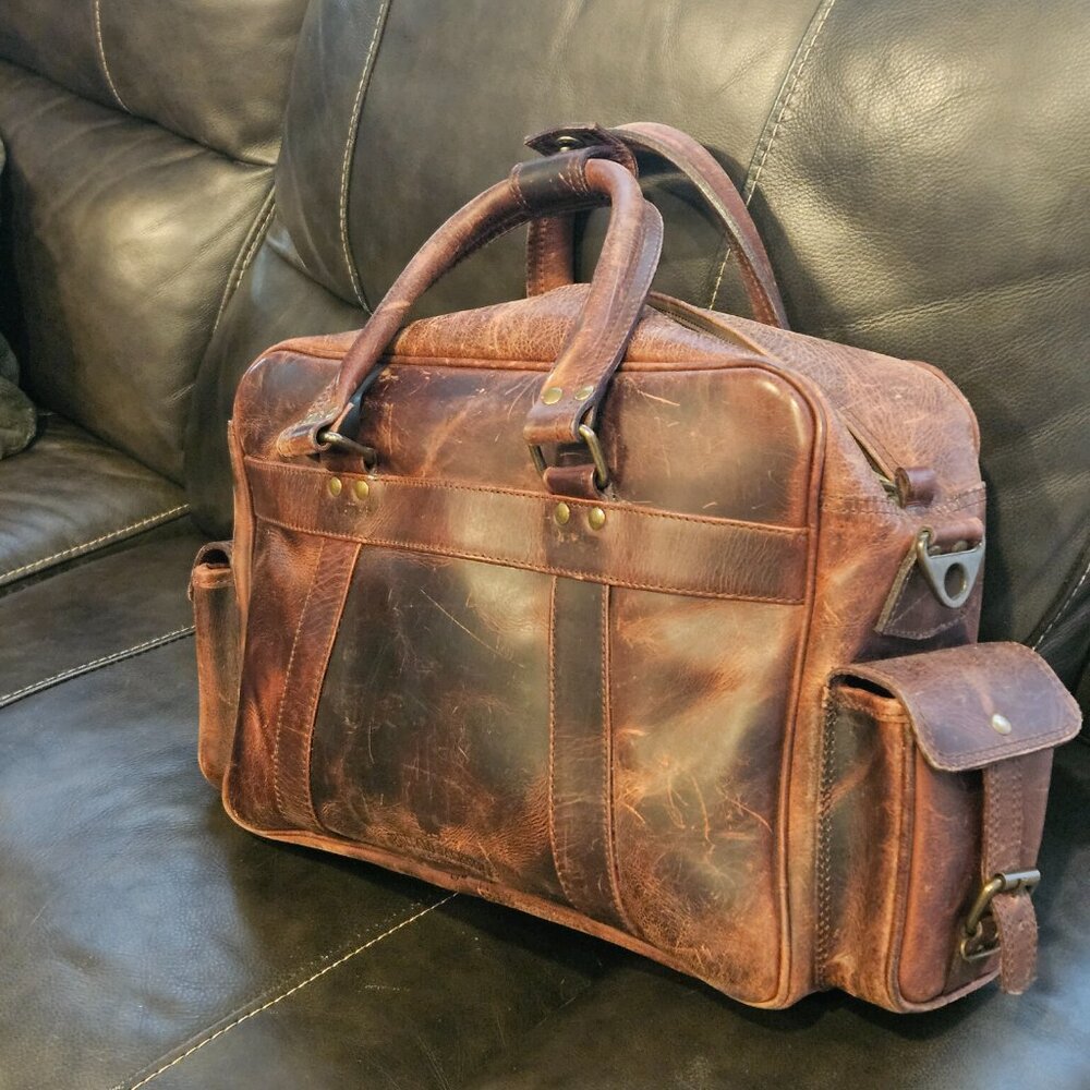 Buffalo Jackson Roosevelt Leather Pilot Bag – Brown – Full-Grain – Gently Used - Picture 4 of 10